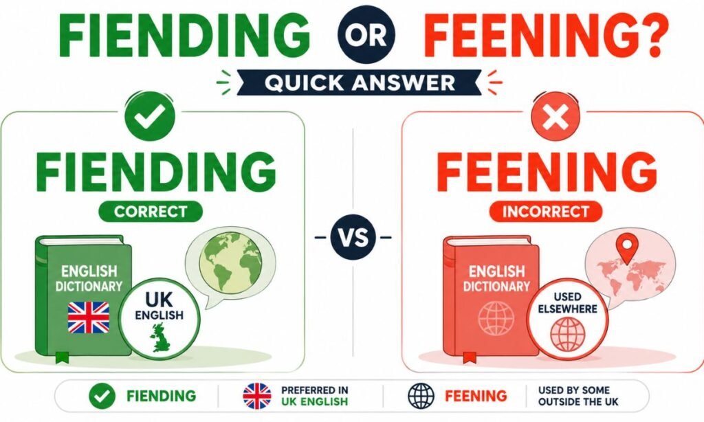 Wondering whether it's fiending or feening? Learn the correct spelling, meanings, slang usage, and examples to avoid common mistakes in this complete 2026 guide.