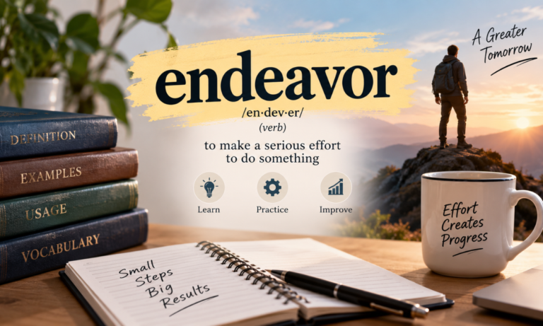 Endeavor Meaning: What Does Endeavor Mean? Definition, Examples & Usage Endeavor meaning simply put: a serious effort or attempt to achieve something, whether that's used as a noun describing the effort itself or a verb describing the act of trying hard. You'll spot it in job applications, motivational posts, work emails, and occasionally in a text message where it sounds a little too formal for the moment. Because it shows up in such different settings, people often want to know two things at once: what the word technically means, and whether it's slang or just a fancier way of saying "try." Neither answer is complicated, but the tone shifts depending on where you see it. This guide covers the definition, the origin, how the word behaves in casual and professional settings, and how to respond when someone uses it on you. What Does Endeavor Mean? Endeavor means a serious, determined effort or attempt to accomplish a goal. As a noun, it names the effort or undertaking itself. As a verb, "to endeavor" means to try hard to do something, with no guarantee that the attempt succeeds. Form Meaning Example Noun An effort, undertaking, or attempt "Opening the shop was a risky endeavor." Verb To try hard or make a determined effort "We will endeavor to reply within 24 hours." The Cambridge Dictionary defines endeavor as an attempt to do something, and as a verb, to try to do something. Britannica's dictionary uses similar language, framing "endeavors" as efforts that describe commitment rather than a promised outcome. Neither source treats the word as slang or as having a hidden second meaning, and that lines up with how it's actually used across formal and informal writing. Endeavor Meaning in Detail The core idea behind endeavor is a goal-directed effort that takes real commitment, not a passing attempt at something small. As a noun, it names the whole undertaking: "Learning a new language is a challenging endeavor." As a verb, it describes the act of trying: "She endeavored to finish the marathon despite the injury." One detail that trips people up: endeavor describes the effort, not the result. Saying "his endeavor failed" is grammatically normal, because the word never promised success in the first place. It signals that someone put in real work, whether or not that work paid off. Endeavor meaning synonyms The closest everyday synonyms are try, attempt, effort, undertaking, and pursuit. Endeavor sits above most of these on the formality scale, which is the main thing that separates it from casual alternatives. Try — the plain, casual default Attempt — neutral, slightly more formal than try Effort — focuses on the energy spent, not the action itself Undertaking — emphasizes the project or responsibility taken on Pursuit — suggests an ongoing chase toward a goal Is Endeavor Slang? No. Endeavor is not internet slang, texting shorthand, or an acronym. It's a standard English word with a long documented history in dictionaries, and it has no "full form" to spell out because it was never an abbreviation to begin with. People sometimes use it jokingly precisely because it isn't slang. Calling a trip to the grocery store a "grand endeavor" is funny because the word is normally reserved for bigger, more serious efforts. The humor comes from the mismatch, not from any secret slang meaning attached to the word itself. How Context Changes the Meaning The dictionary definition barely moves, but the feel of the word shifts with context. Personal goal: "Getting back into shape has been a slow endeavor." Reads as sincere and reflective. Professional task: "The team will endeavor to resolve this by Friday." Reads as formal and businesslike. Difficult project: "Renovating the house turned into a two-year endeavor." Emphasizes scale and difficulty. Playful use: "Today's endeavor: assembling this bookshelf without crying." Reads as tongue-in-cheek because the stakes are low. Endeavor in Text and Chat In a text message, endeavor keeps its normal dictionary meaning rather than picking up any special texting definition. "I'll endeavor to be there by 7" simply means "I'll make a real effort to be there by 7," just dressed up in more formal language than most texts use. Because it's noticeably more formal than "I'll try," seeing it in a casual thread usually signals one of three things: the sender is being deliberately polished, they're joking around with an oversized word for a small task, or they just naturally write more formally than average. Nothing about the word itself implies distance, sarcasm, or hidden meaning. Endeavor on Social Media On platforms like LinkedIn, Instagram, or TikTok, endeavor keeps the same meaning it has everywhere else: an effort, project, or undertaking. On LinkedIn specifically, it's common in posts about new ventures or professional milestones, where the formality actually fits the platform's tone. On more casual platforms, it tends to show up for comedic effect, turning an ordinary activity into something that sounds dramatic on purpose. Real Conversation Examples Workplace: "Can you send the revised report before lunch?" / "I'll endeavor to have it ready by then." Reads as a genuine, professional commitment to try. Friends: "Are you actually cleaning your room this weekend?" / "Yes. Organizing my desk will be my first endeavor." The formal wording is the joke here, poking fun at how small the task actually is. Academic: "What's your final project about?" / "I'm researching an endeavor to understand how social media affects study habits." Sounds appropriate because the setting is already formal. What Tone Does Endeavor Have? Endeavor is neutral to formal by default. It isn't inherently friendly, cold, flirty, or hostile on its own; the surrounding sentence carries most of the emotional weight. Setting How It Reads Professional email Polished, appropriate, standard business language Serious personal conversation Sincere, weighty, reflects real commitment Casual text with friends Can read as playful or intentionally dramatic One-word or curt reply Can feel stiff, though rarely hostile Is Endeavor Rude? No. Endeavor is not rude by default, and in professional or polite contexts it often sounds more courteous than casual alternatives, as in "we will endeavor to assist you promptly." The only situation where it might land oddly is a very casual exchange between close friends, where the sudden formality can come across as stiff or mock-serious, though that's a tone effect rather than actual rudeness. How to Reply to Endeavor Match your reply to the tone the sender used rather than reacting to the word itself. If it's sincere: "Sounds good," "I appreciate the effort," or "Let me know how it goes." If it's playful or exaggerated: "Best of luck on your noble endeavor" or "That sounds like quite the undertaking." If it's professional: "Thank you, that works for us" or "Appreciate you making the effort." When to Use the Word Endeavor Professional emails and business writing Academic or formal writing Describing genuinely significant goals or projects Mission statements or formal announcements Intentional humor, where the formality is the point When to Avoid Endeavor Quick, casual texts where "try" reads more naturally Simple instructions where plain language is clearer Messages to people who may not read formal wording as intended Situations where brevity matters more than polish Common Mistakes With Endeavor Mistake Correction Assuming it's slang or an acronym It's a standard English word with no "full form" Treating it as a promise of success It describes the effort, not a guaranteed outcome Using it for trivial tasks Sounds more natural for meaningful goals or projects Assuming it always sounds serious Casual context can make it read as playful instead Similar Words to Endeavor Term Meaning Main Difference Example Try Make an effort Casual, everyday default "I'll try to call you tonight." Attempt Make an effort to accomplish something Neutral; stresses the start of an effort "She attempted the exam early." Effort Energy spent toward a goal Focuses on exertion, not the action "It took real effort to finish." Undertaking A task or project taken on Emphasizes the project itself "The renovation was a huge undertaking." Pursuit Ongoing activity toward a goal Suggests continued, longer-term effort "He gave up a steady job in pursuit of music." Origin and Usage Endeavor traces back to Middle English "endeveren," which itself came from the phrase "(putten) in dever," meaning to put oneself in duty. That phrase partially translated the Old French "mettre en deveir," built from "dever," meaning duty, which came from the Latin "debere," to owe. The word has carried a sense of obligation and committed effort since its earliest recorded use in the early 1400s. American English uses the spelling "endeavor," while British English uses "endeavour." The two spellings mean exactly the same thing; the difference is purely regional. The British spelling is also familiar from proper nouns like HMS Endeavour, Captain Cook's ship, and the NASA space shuttle Endeavour, which was named after it. Those are separate, capitalized uses referring to specific vessels, distinct from the everyday lowercase word discussed here. Quick Recap Endeavor means a serious effort, attempt, or undertaking As a verb, it means to try hard, with no guarantee of success It's a standard English word, not slang or an acronym Tone is neutral to formal, shaped mostly by context "Try" and "attempt" are more natural for small, casual asks Final Thoughts Endeavor is a straightforward word with a formal edge: it means a serious, determined effort or attempt, whether you're using it as a noun for the undertaking or a verb for the act of trying. It isn't slang, it doesn't hide a second meaning, and its tone comes almost entirely from where it's used rather than from the word itself. In professional or academic writing, it fits naturally. In a casual text, it either signals genuine polish or a bit of self-aware humor, and reading it that way is really all you need to respond to it with confidence.